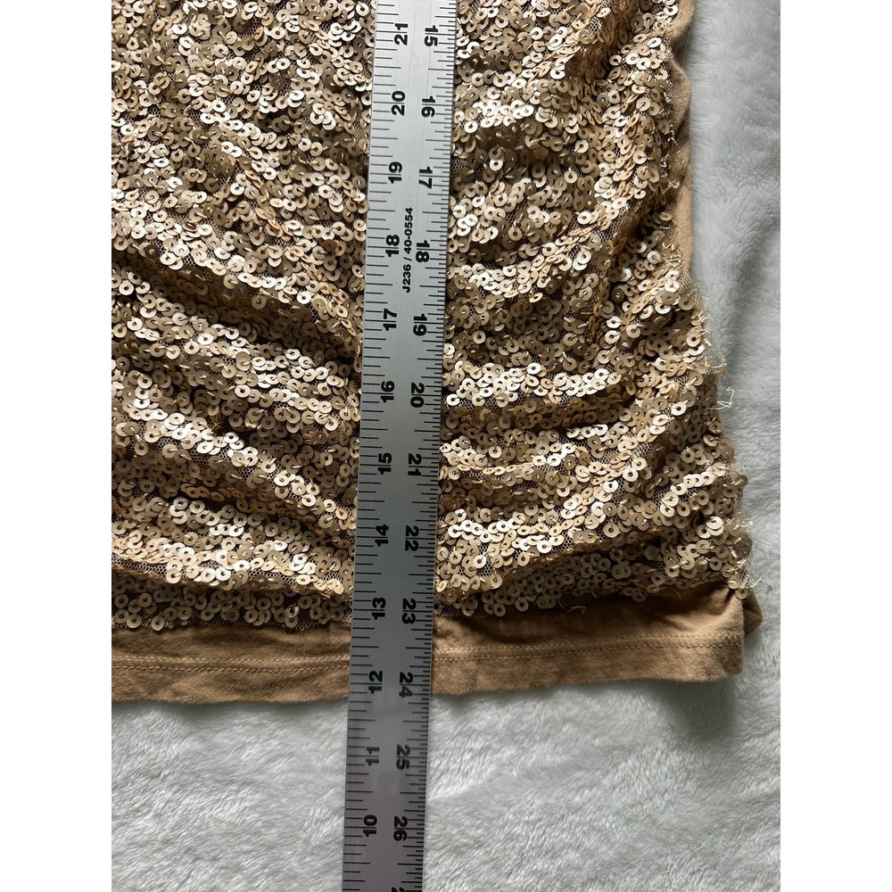 Talbots Woman 2X Champagne Gold Sequin Tank Top Sleeveless Knit Tan Brown-22 - Picture 3 of 11
